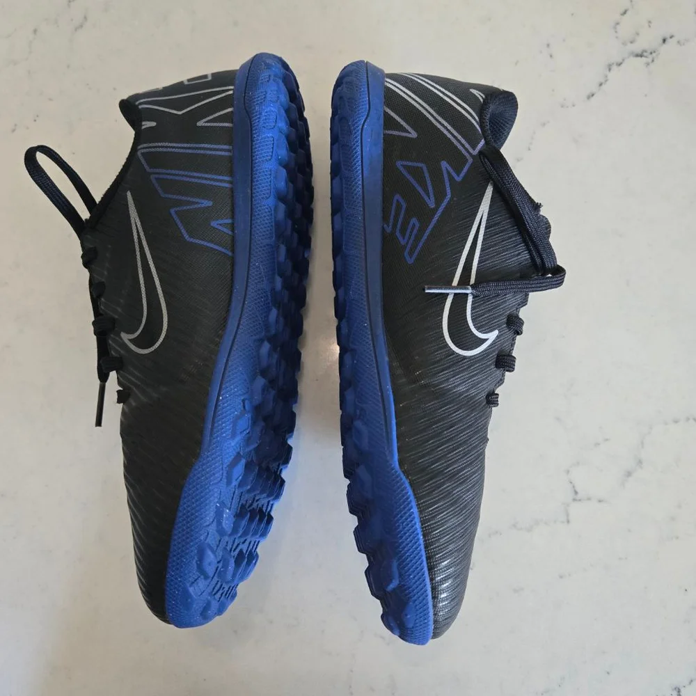 Nike Kids Black and Blue Turf Cleats